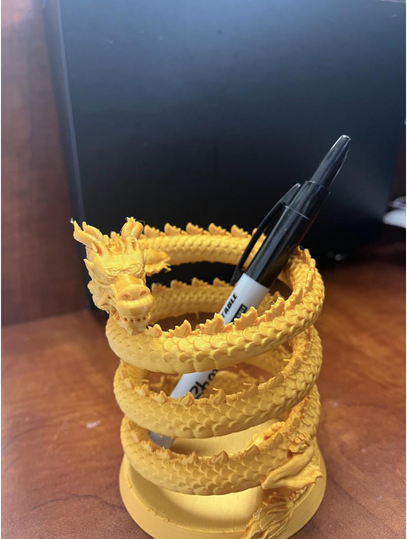 Spiral dragon pencil holder
